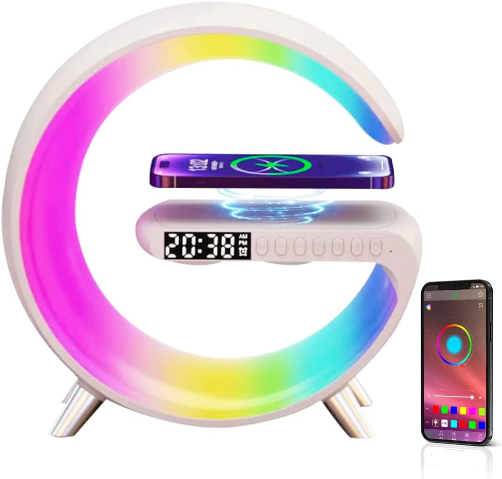 WAKE-UP LIGHT ATMOSPHERE - Multifunktionale LED-Atmosphärelampe mit Weck- und Ladefunktion & Bluetooth-Lautsprecher (inkl. App)
