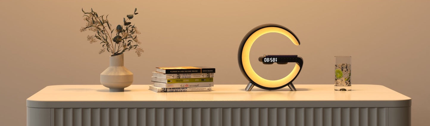 WAKE-UP LIGHT ATMOSPHERE - Multifunktionale LED-Atmosphärelampe mit Weck- und Ladefunktion & Bluetooth-Lautsprecher (inkl. App)