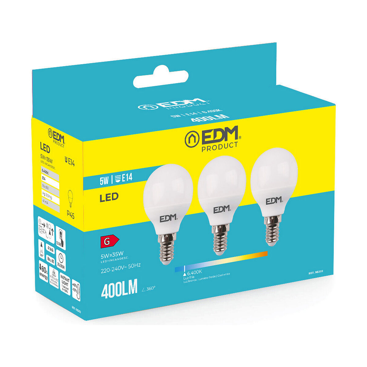 LED-Lampe EDM 5 W E14 G 400 lm (6400K)